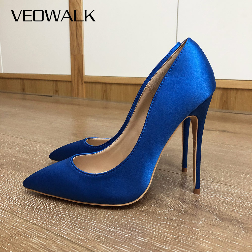 Slip Dress Satin - Veowalk Royal Blue Vrouwen Zijde Satijn