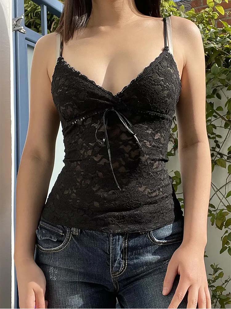 Zwarte doorschijnende kant cam - Cami Top Lace recensie en prijs